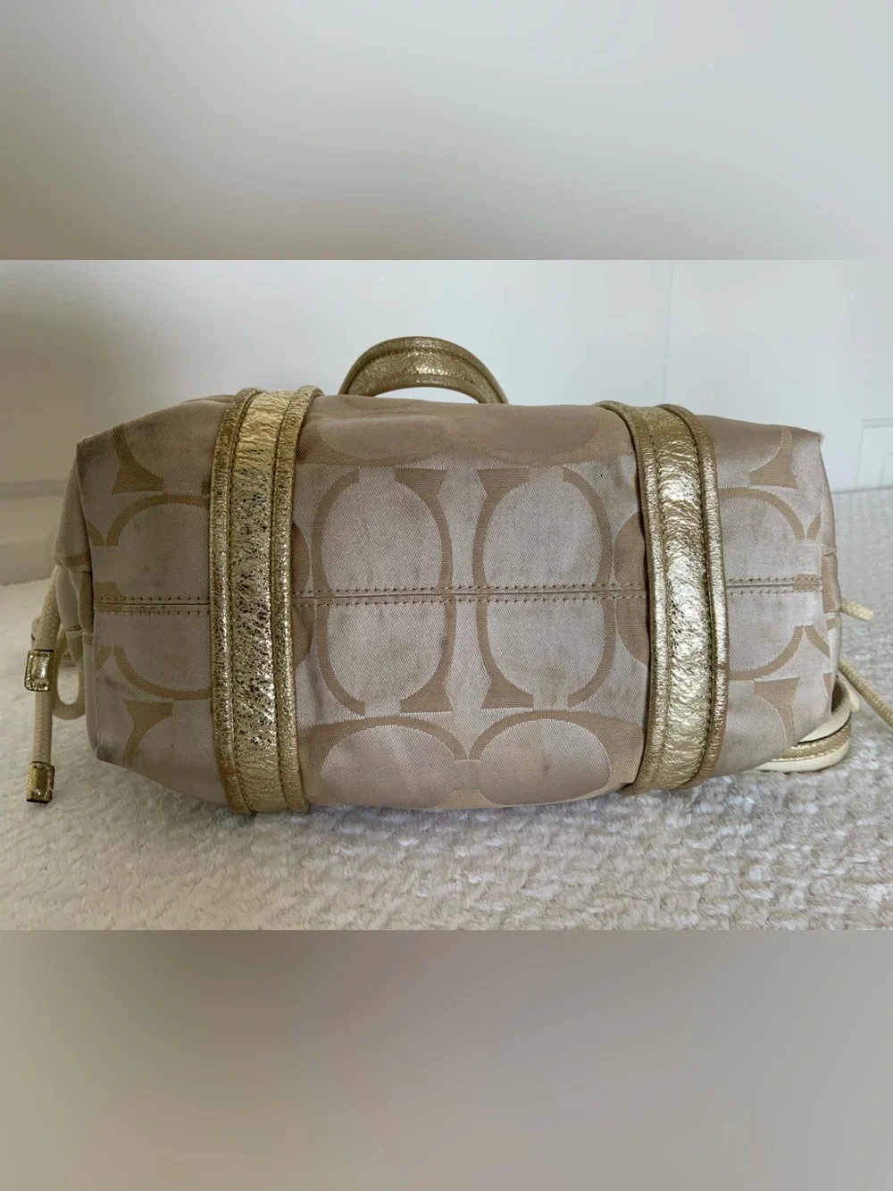 Coach gold poppy sateen shoulder bag